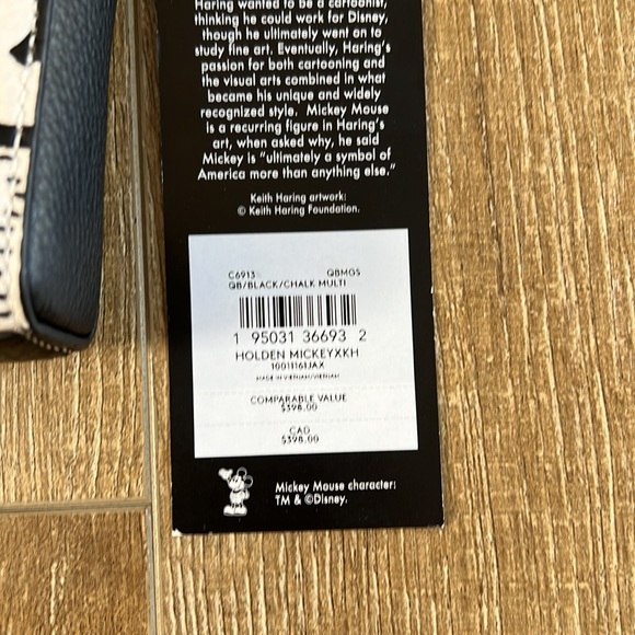 COACH Disney Mickey Mouse X Keith Haring Holden Crossbody Black Chalk Multi - Picture 7 of 10